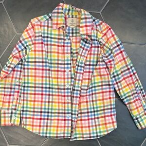 Lands' End Multicolor Plaid Button Down Shirt